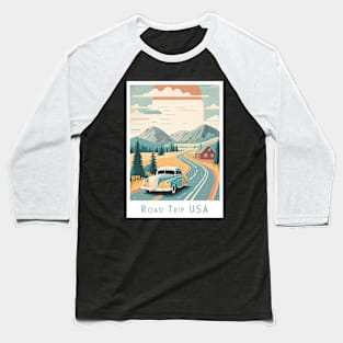 Retro Road Trip USA Vintage Poster Baseball T-Shirt